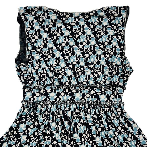 Womens Black & Blue Sleeveless Dress With Circle Pattern - Picture 7 of 9